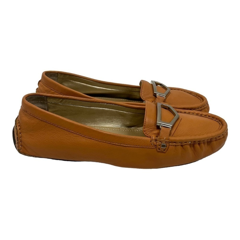 Adrienne Vittadini Camel Leather Comfort Driving Loafers Women’s 9